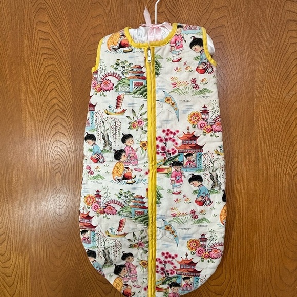 Kids Printed SleepSack or sleepin bag Japanese Print with Yellow Trim NWOT - Picture 1 of 8